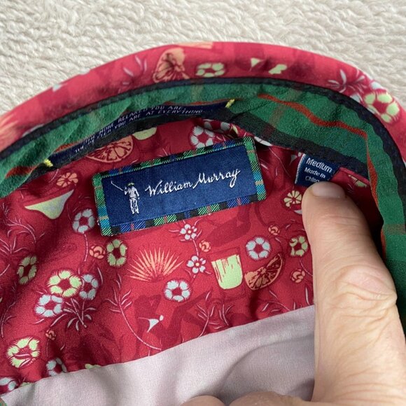 William Murray Mens Shirt Medium Red Floral Short Sleeve Button-Up - Picture 4 of 7